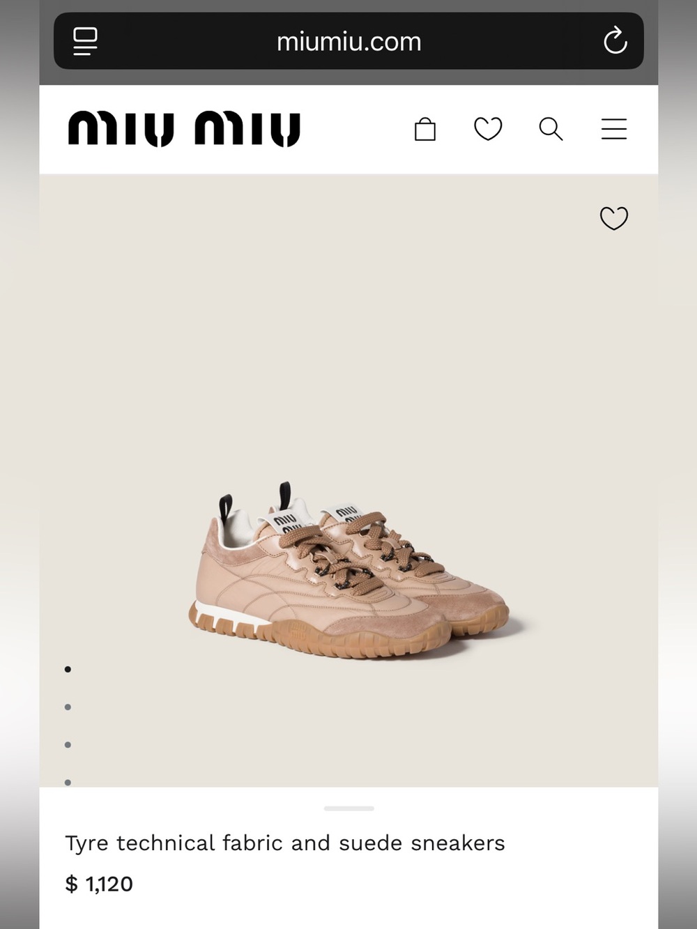 Miu Miu Tyre Sneakers Rose Size 35